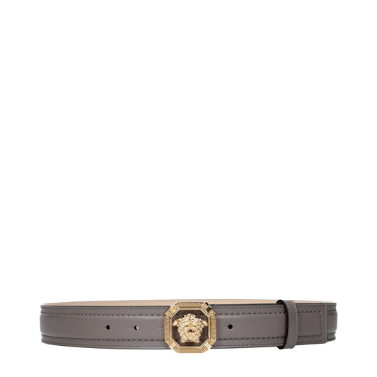 Gray Leather Regular Belt