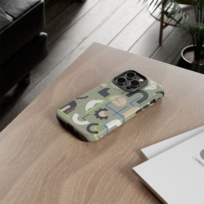 Coque de téléphone résistante à motif camouflage géométrique