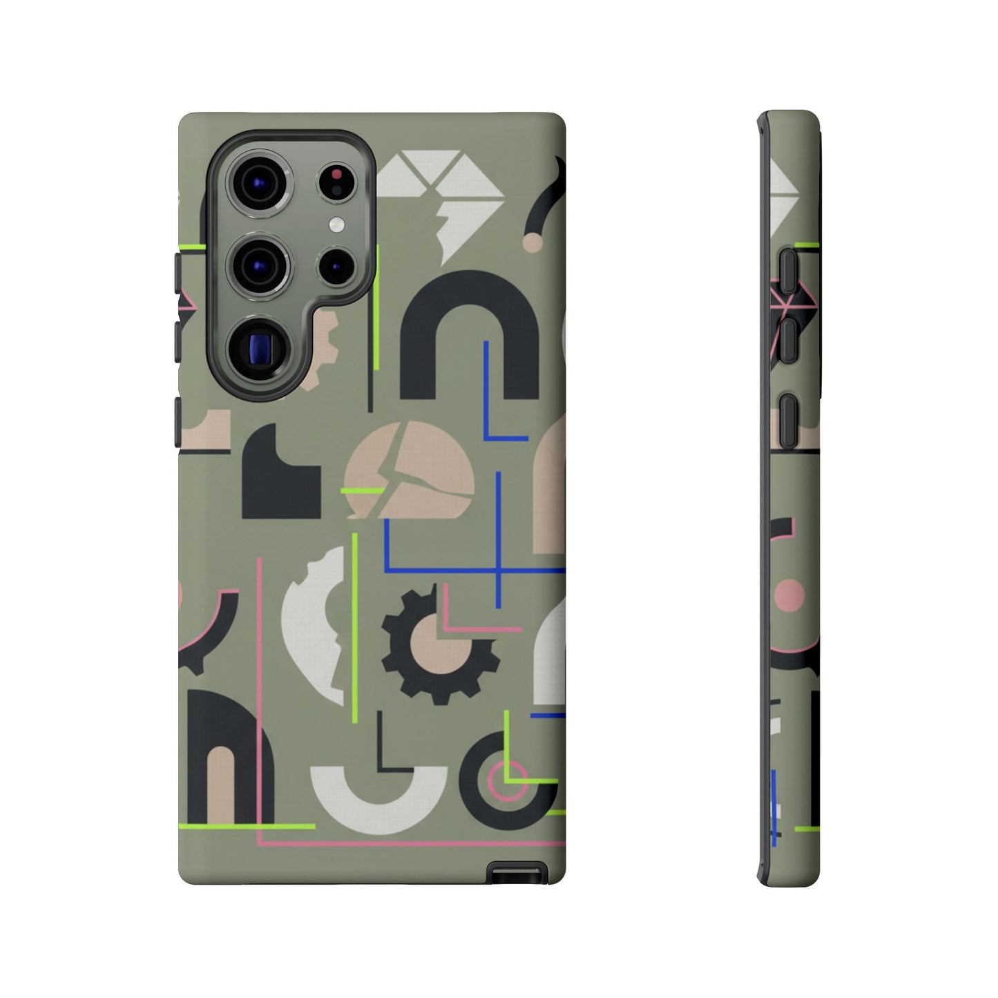 Coque de téléphone résistante à motif camouflage géométrique