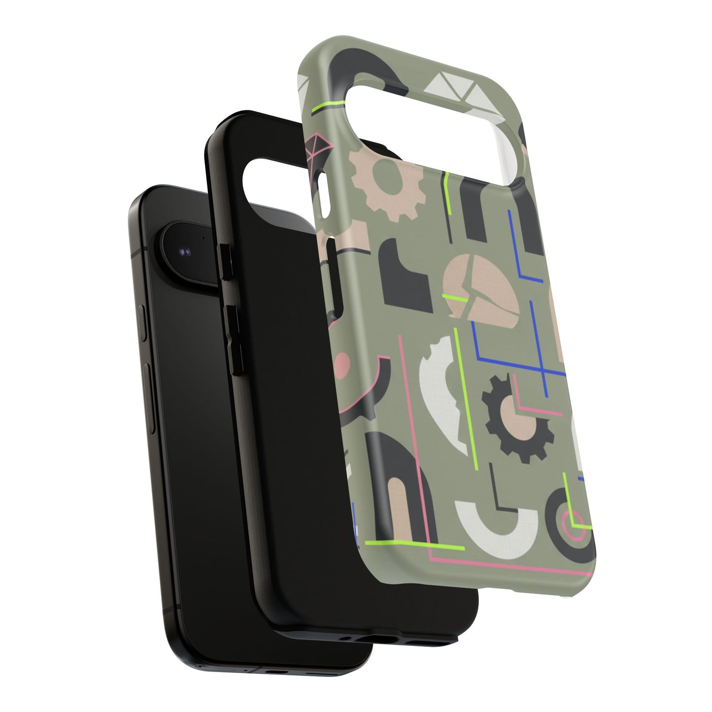 Coque de téléphone résistante à motif camouflage géométrique