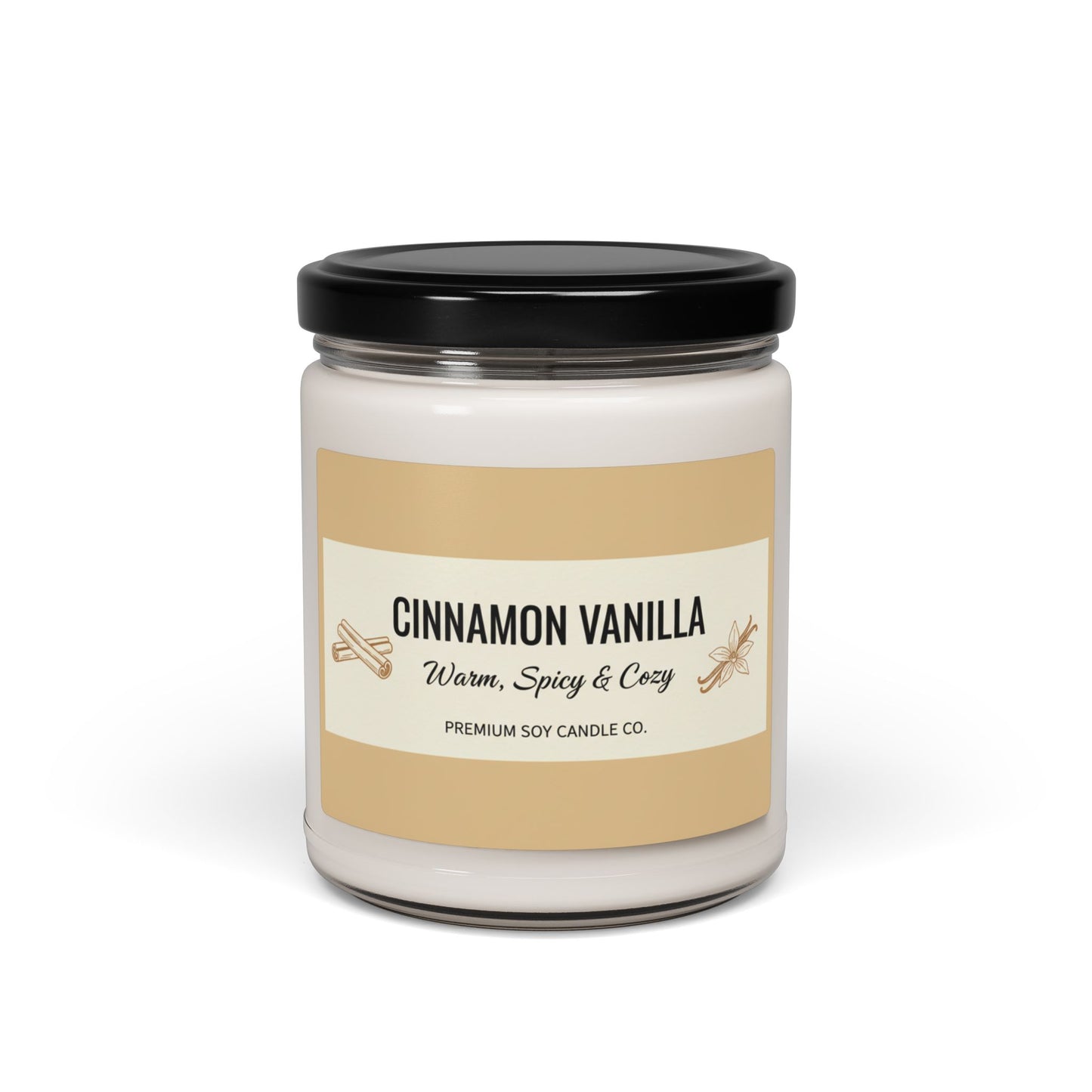 Bougie parfumée à la cannelle et à la vanille (cire de soja) — Chaleureuse, épicée et réconfortante (255 g)