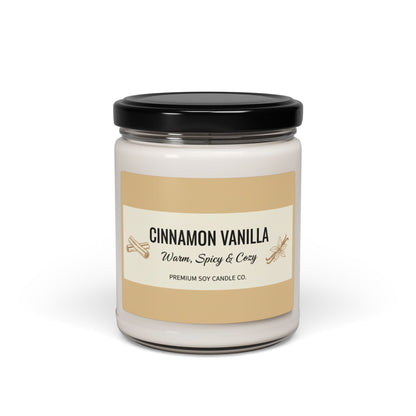 Bougie parfumée à la cannelle et à la vanille (cire de soja) — Chaleureuse, épicée et réconfortante (255 g)