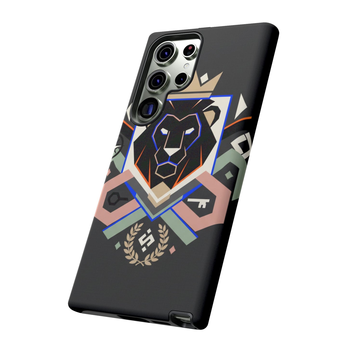 Coque de téléphone robuste à motif lion géométrique — Design mat protecteur